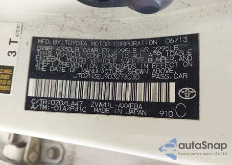 2013 Toyota Prius V Five from USA, damaged, VIN JTDZN3EU9D3273030